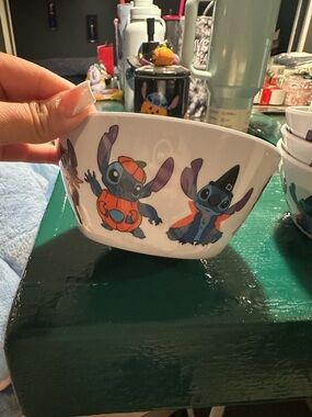 Disney Stitch Halloween Ceramic Bowl 4 medium sized bowls brand new without tags